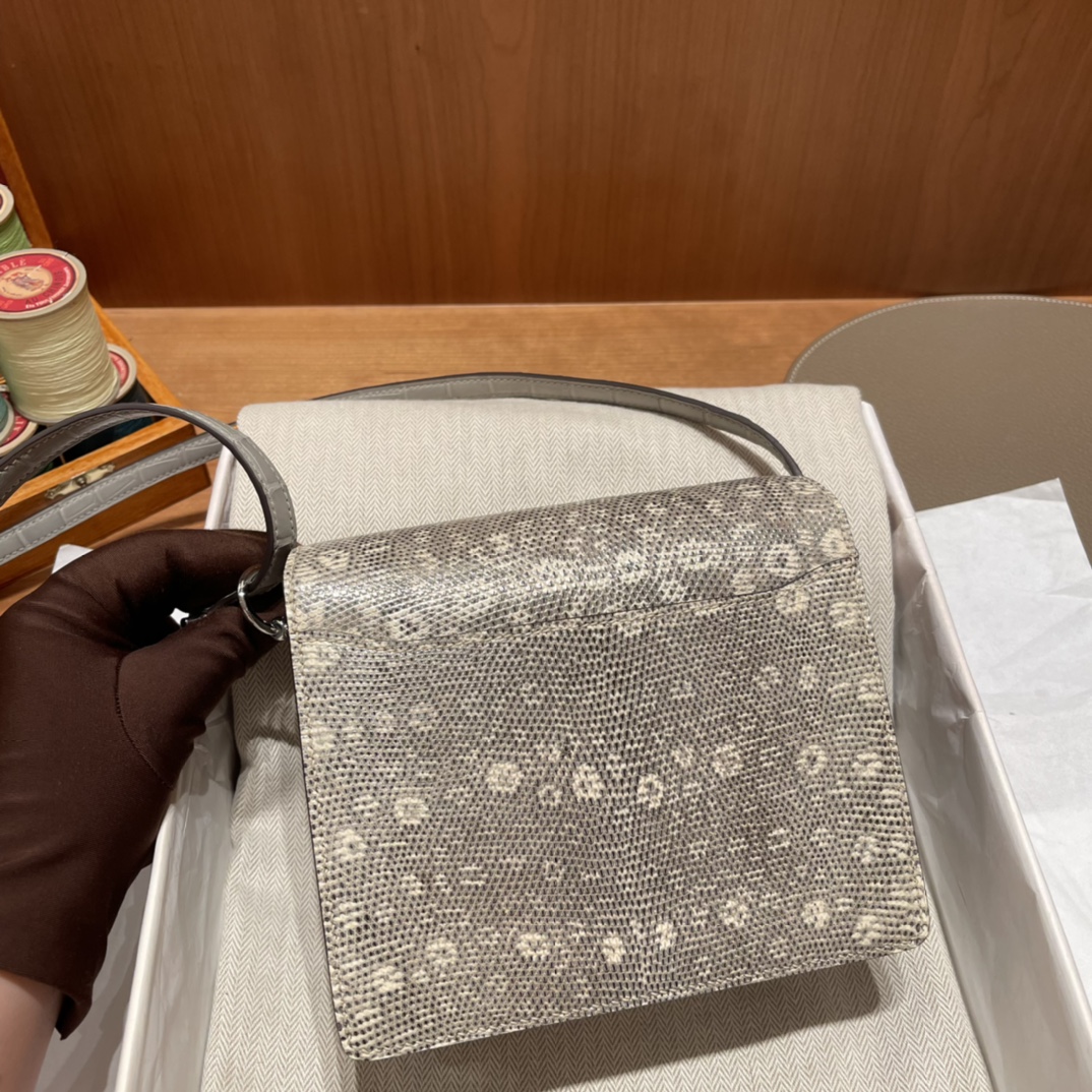 에르메스 룰리스18 은장 리자드 악어가죽